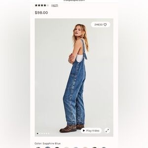 Free People High Roller Denim Jumpsuit